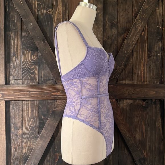 Forever 21 Teddy Lace lilac Lingerie bodysuit Sz-Small - Picture 4 of 14